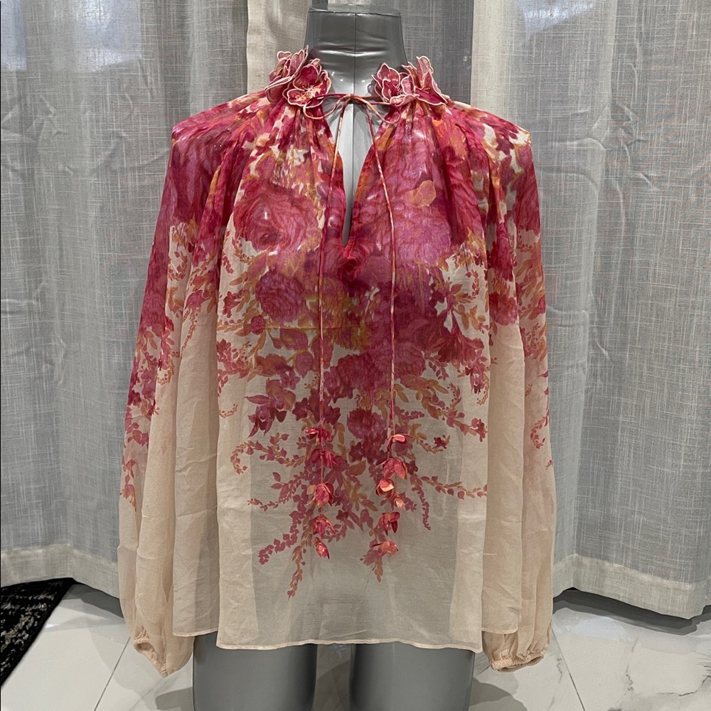 Zimmermann Pink and Red Floral Blouse